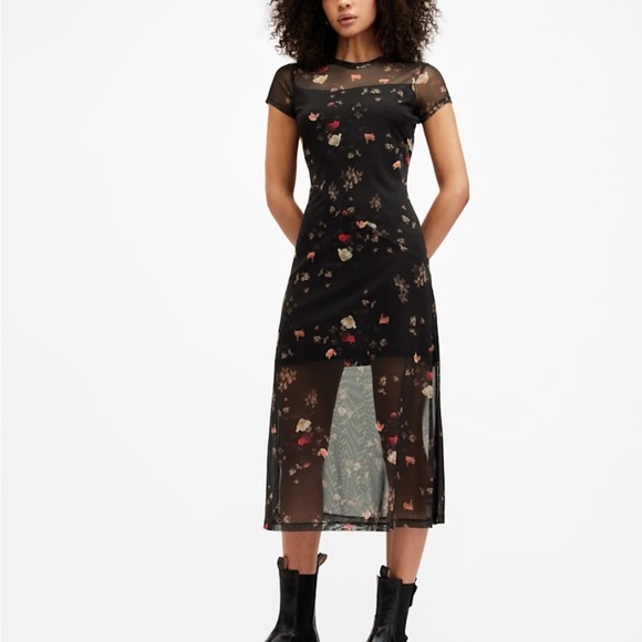 All Saints Dresses & Skirts - Hanna Short Sleeve Mesh Kora Midi Dress by All Saints size 8 NWT
